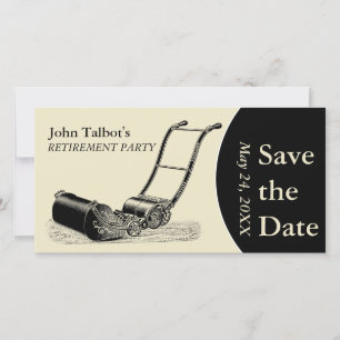 PARTIJ van de Pensionering LawnMower sparen Datum Save The Date