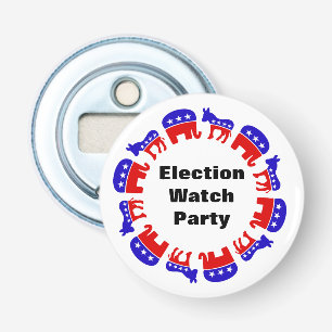 Partij van de verkiezingswaarneming button flesopener