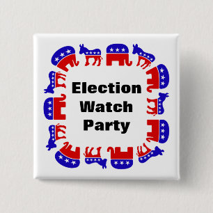 Partij van de verkiezingswaarneming vierkante button 5,1 cm