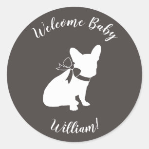 Partij van het Franse Bulldog-thema - Neutraal Bab Ronde Sticker