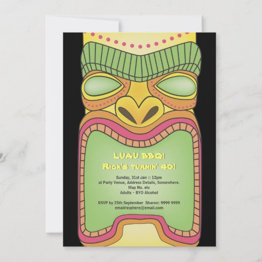 Partij van het Strand van het Thema van Luau van Kaart (Voorkant)
