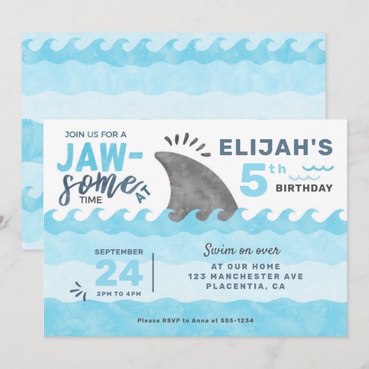 Partij voor de Haai van Birthday onder het Zee Kaart (Voorkant / Achterkant)