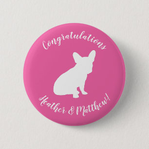 Partij voor het thema Bulldog - Baby shower roze Ronde Button 5,7 Cm