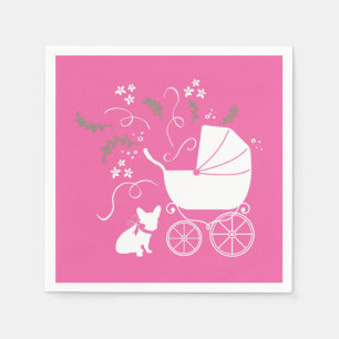 Partij voor het thema Bulldog - Baby shower roze Servet