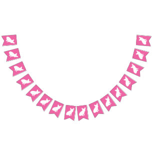 Partij voor het thema Bulldog - Baby shower roze Vlaggetjes