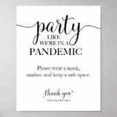 Partij zoals we in een Pandemisch Funny Sign. Poster (Voorkant)