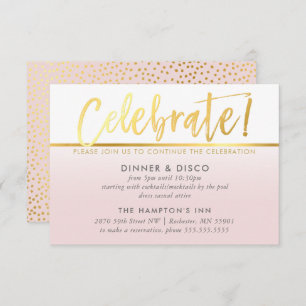 PARTIJCELEBRATIE KAART ombre bleek roze faux goud