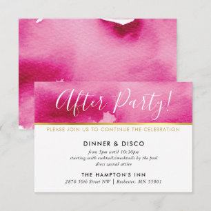 PARTIJCELEBRATIEKAART gouden donkerroze waterverf Kaart