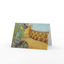 Partijdieren: Giraffe/Zebra Kaart A5