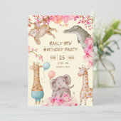 partijroze uitnodiging voor geboorte (Staand voorkant)