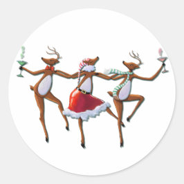 PARTIJTIJD DANCING REINDEER by SHARON SHARPE Ronde Sticker