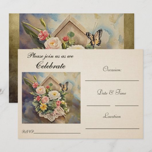 partijuitnodiging aankondiging (Voorkant / Achterkant)