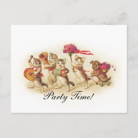 partijuitnodiging met een Kitten Parade Uitnodiging Briefkaart (Voorkant)