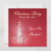 Partijuitnodiging rood met kerstboom kaart (Achterkant)