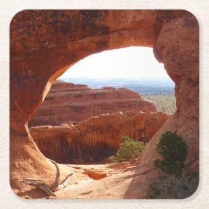 Partition Arch I in Arches National Park Vierkante Kartonnen Onderzetter