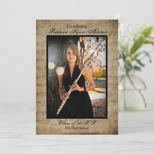Partition avec photos - Faire-part de graduation (Debout devant)
