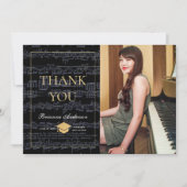 Partition Musique Noir & Or Photo Carte de remerci (Devant)