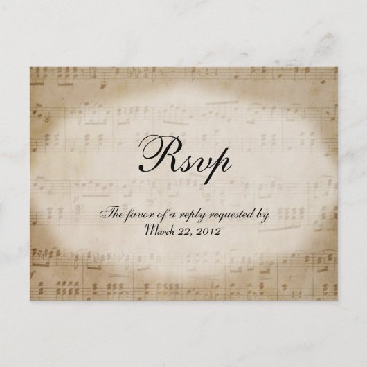 Partition Musique RSVP Diner Choix Carte Postale (Devant)