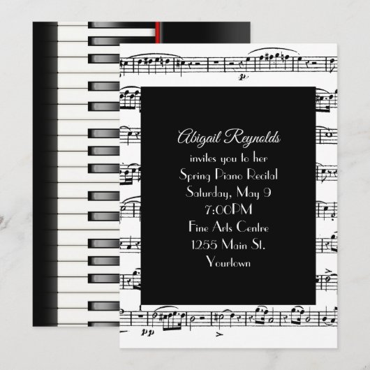 Partition pour piano Considérant Invitation (Devant / Derrière)