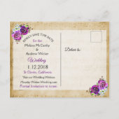 Partition Rose violet Enregistrer la date Carte po (Dos)