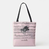 Partitions vintages de piano Sac fourre-tout rose  (Dos)