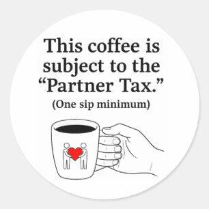 Partner Belasting Grappige Koppels Koffiemok Ronde Sticker