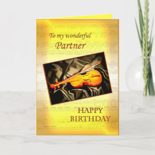 Partner, een muzikale verjaardagskaart met een vio kaart