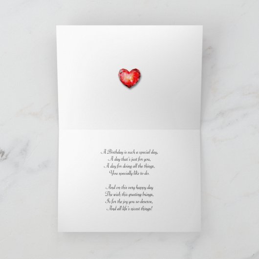 Partner, een verjaardagskaart met een roze roos kaart (Binnen)