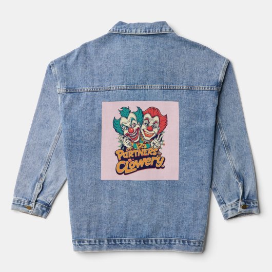 Partners in Clowery (Funny Clown Pun) Denim Jacket (Achterkant)