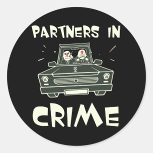 Partners in Crime Best Friends Matching BFF Outfit Ronde Sticker