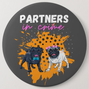 partners in crime honden knop ronde button 6,0 cm