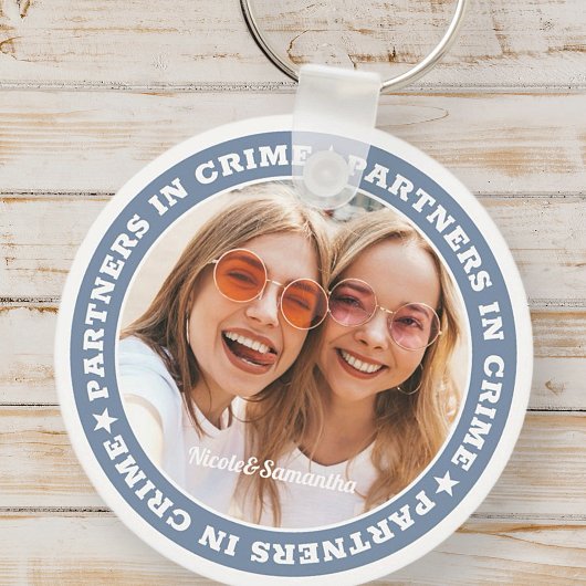 Partners in misdaad BFF Simple Modern Custom Photo Sleutelhanger
