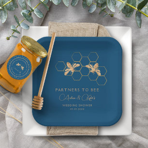 Partners om Bij te Worden Indigo & Honeycomb Trouw Papieren Bordje