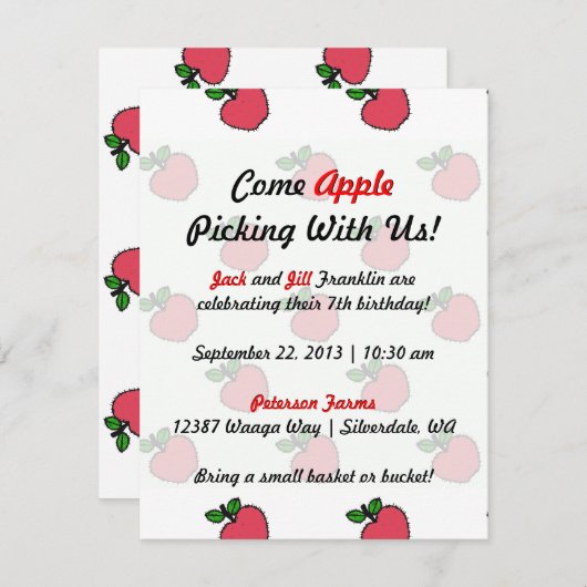 Partons sélection d'Apple ! Invitation (Devant / Derrière)