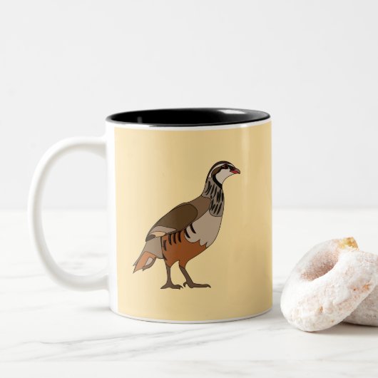 Partridge Bird Tweekleurige Koffiemok (Met donut)