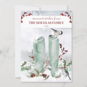 Partridge Chickadee Kerstmisscène Kaart