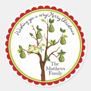 Partridge dans un arbre à poires Stickers de Noël