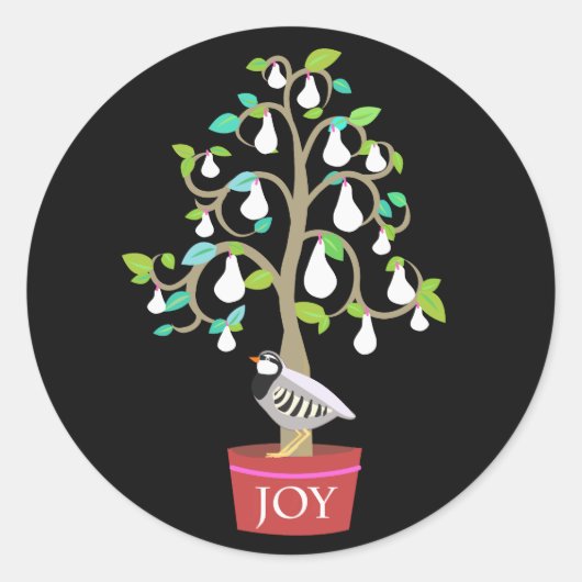 Partridge dans un autocollant à poires (Devant)