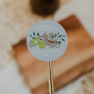 Partridge en peer gepersonaliseerde feestdag ronde sticker
