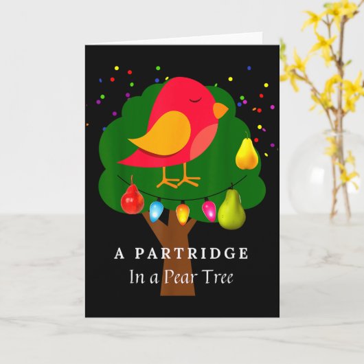 Partridge In A Pear Tree Twelve Days Of Christmas Kaart (Gele Bloem)