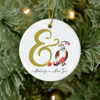 Partridge in een peer Tree Whimsical Ampersand Keramisch Ornament