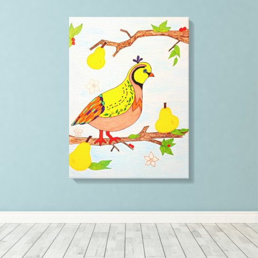 Partridge in Pear Tree Canvas Afdruk (Insitu (Houten vloer))