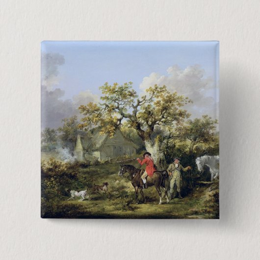 Partridge Shooting (olie op canvas) Vierkante Button 5,1 Cm (Voorkant)