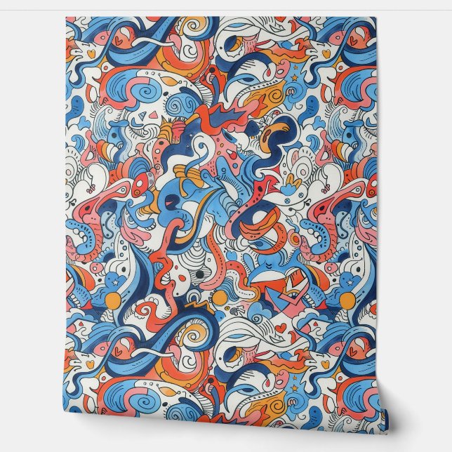 Party Achtergrond Kleurrijke Hand-getrokken Doodle Behang (Afrollen)