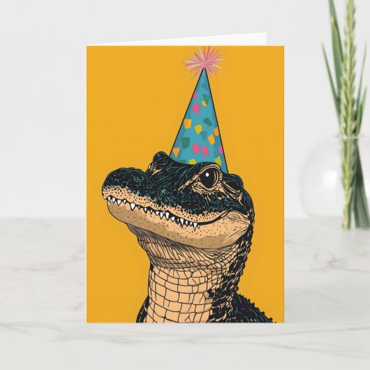 party-alligator | Verjaardagsfeest Fun Kaart (Voorkant)