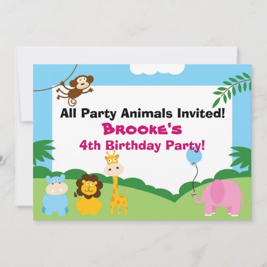 Party Animal, Birthday Invite Kaart (Voorkant)
