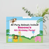 Party Animal, Birthday Invite Kaart (Staand voorkant)