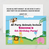 Party Animal, Birthday Invite Kaart (Voorkant / Achterkant)