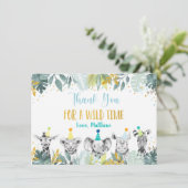 Party Animal Blue Gold Safari Anniversaire Merci (Debout devant)