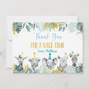 Party Animal Blue Gold Safari Anniversaire Merci